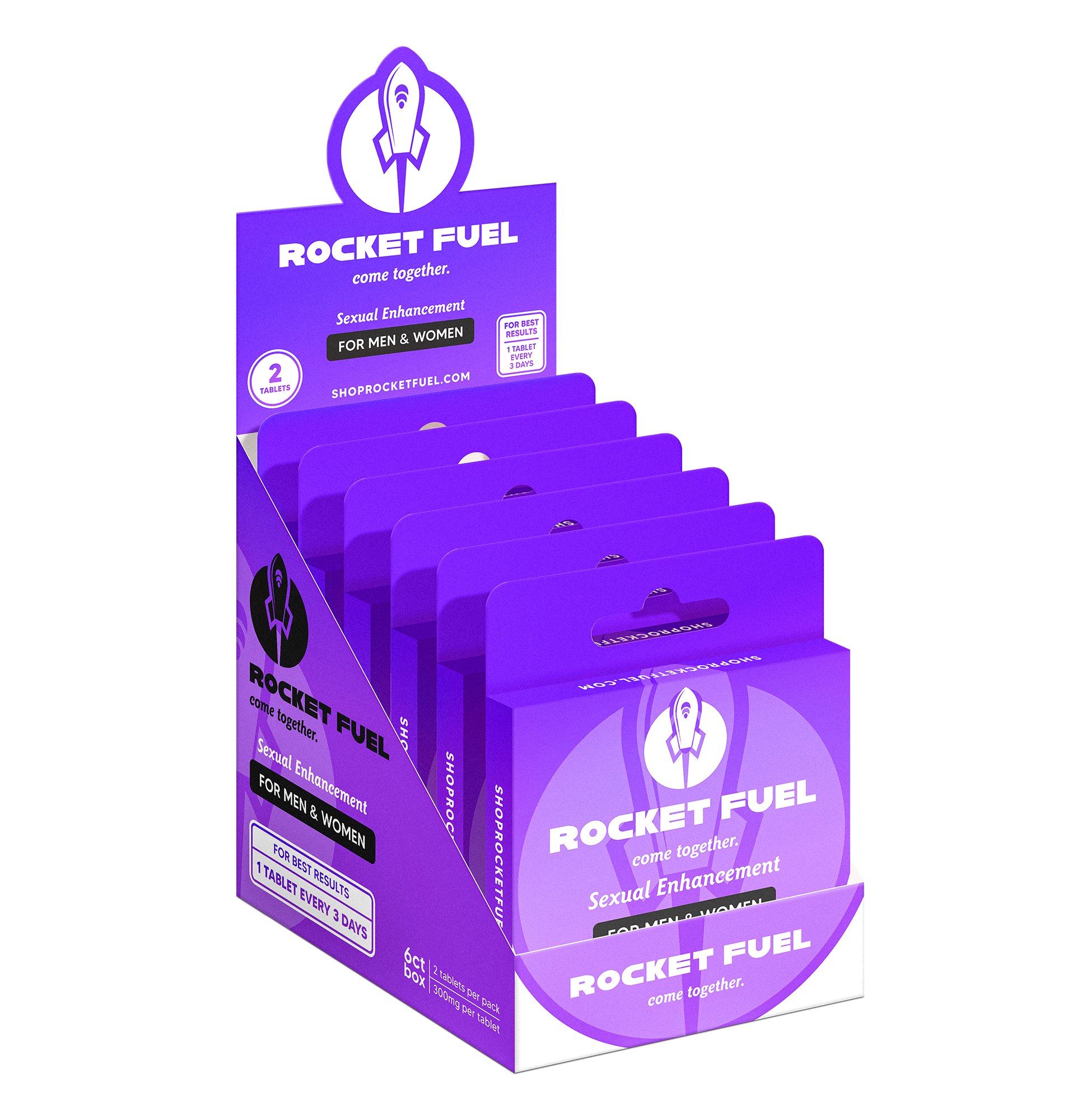 Display box of Rocket Fuel sexual enhancement product packaging.